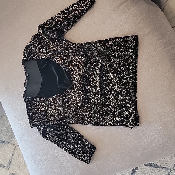 Womens velvet and gold scroll floral top - Picture 1 of 3